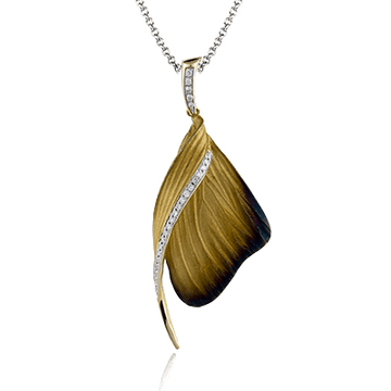 Fallen Leaves Pendant Necklace in 18k Gold with Diamonds - Simon G. Jewelry