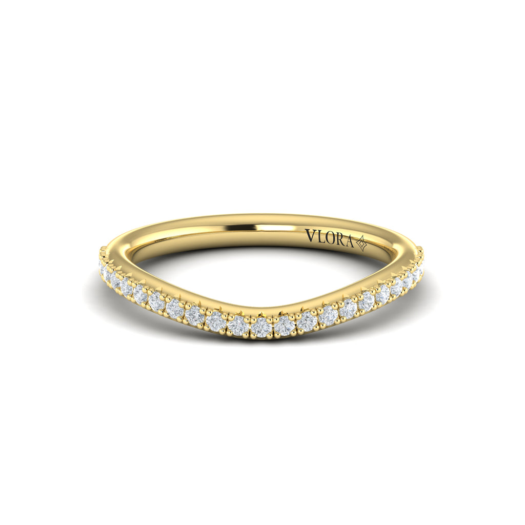 Vlora Yellow Gold Slight Contour Diamond Wedding Band