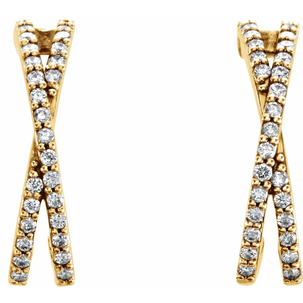 Yellow Gold Cris Cross Diamond Stud Earrings