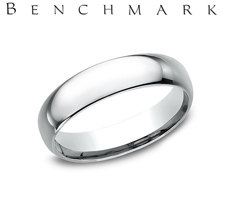 Benchmark White Gold Dome Comfort Fit Wedding Band