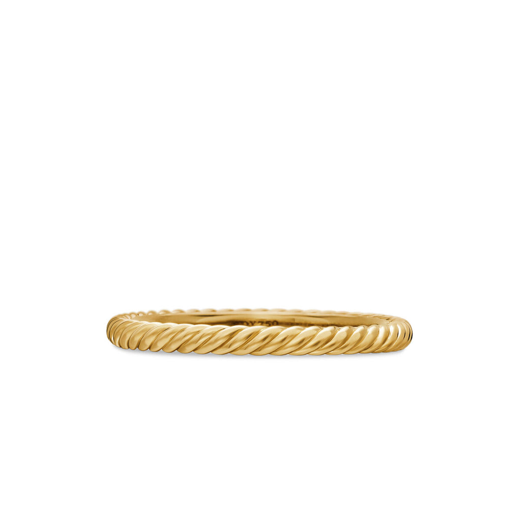 David Yurman Yellow Gold 2 mm Cabled Stackable Band