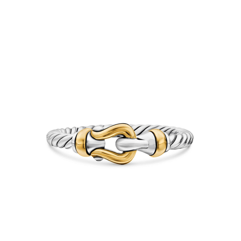 David Yurman Sterling Silver and Yellow Gold Petite Buckle Ring