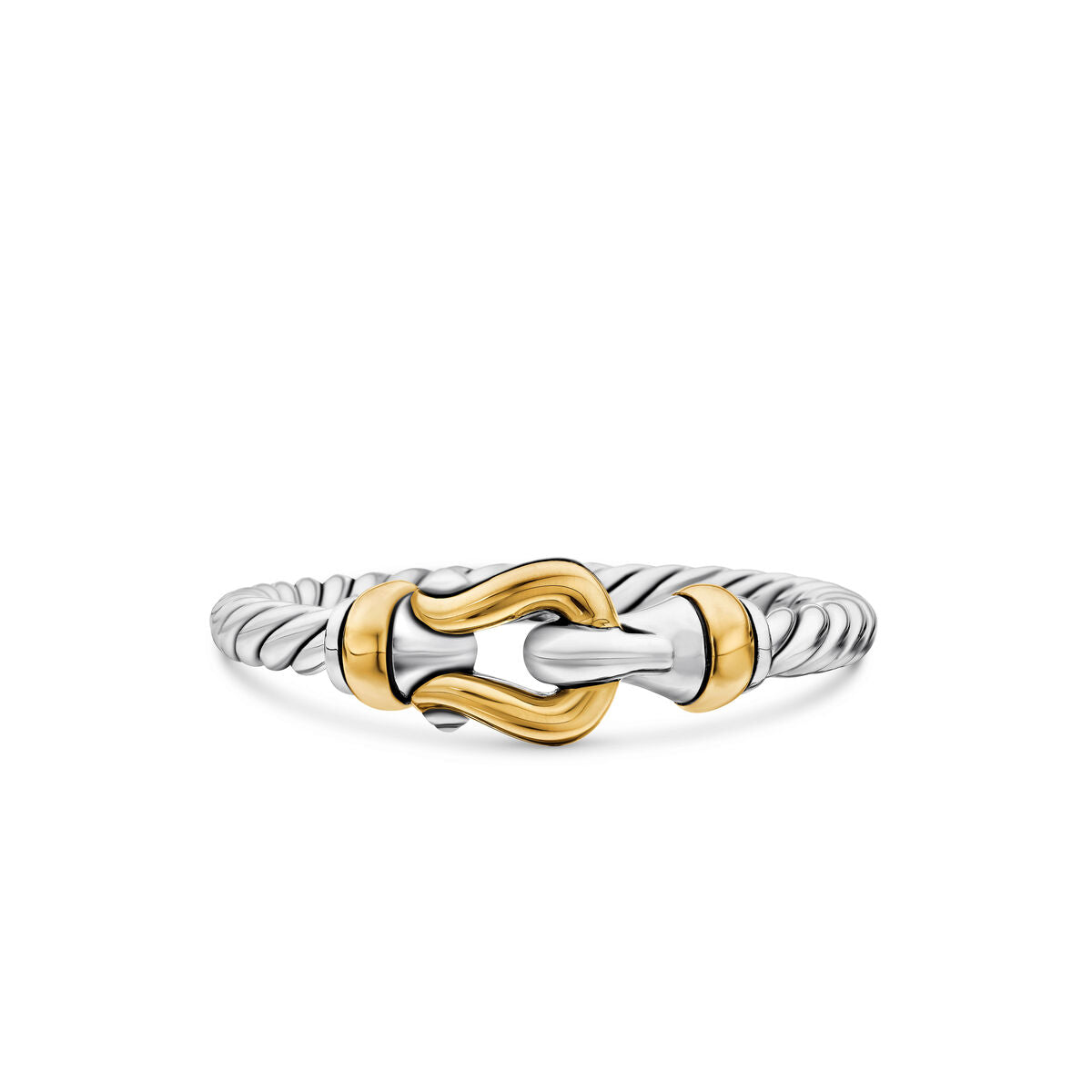 David Yurman Sterling Silver and Yellow Gold Petite Buckle Ring