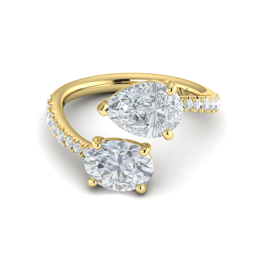 Vlora Yellow Gold Diamond East - West Toi et Moi Engagement Ring Mounting
