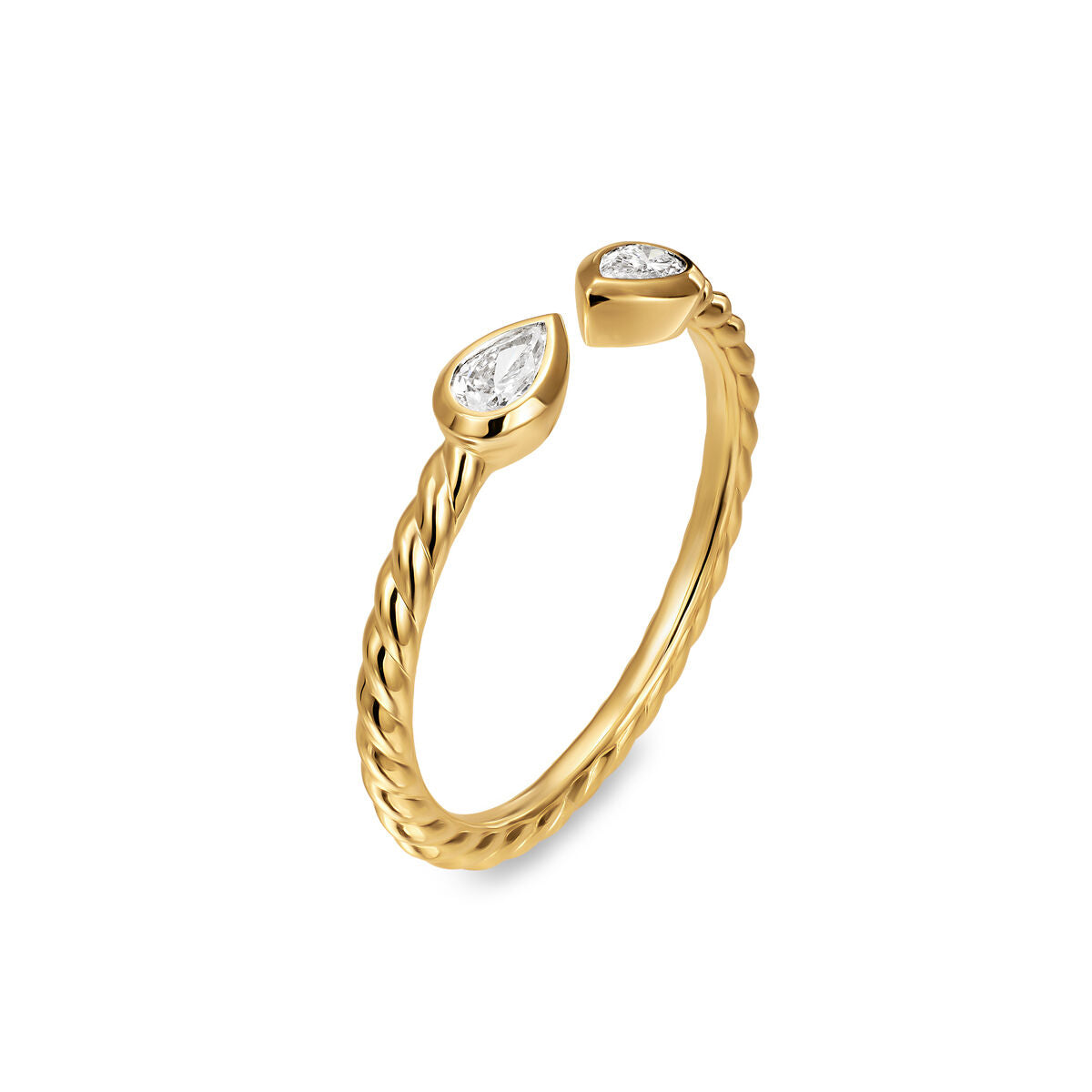 David Yurmam Yellow Gold Petite Modern Renaissance Pear Diamond Open Ring