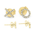 Yellow Gold Diamond XO Stud Earrings