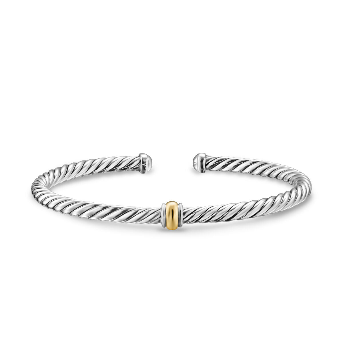 David Yurman Sterling Silver and Yellow Gold Cable Flex Center Station Bracelet