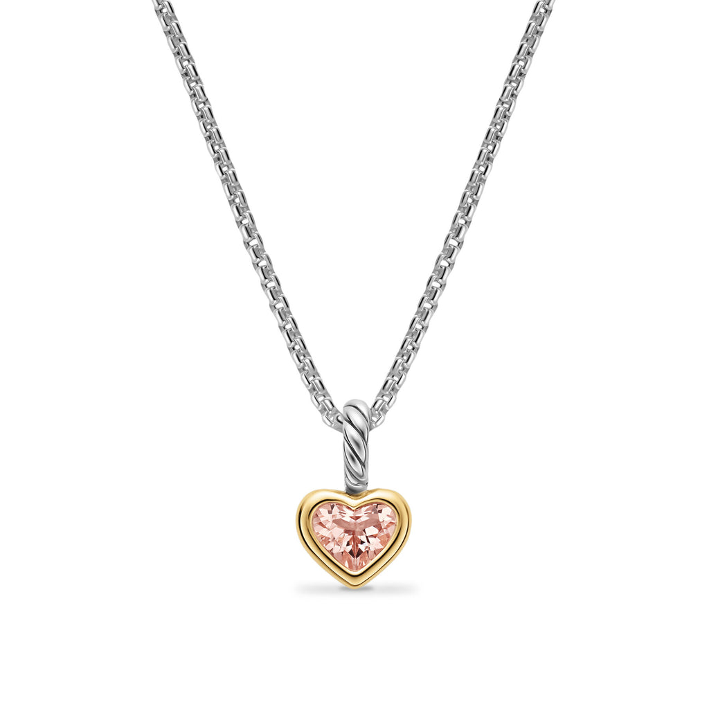 David Yurman Sterling Silver and Yellow Gold Mini Heart Morganite Enhnacer
