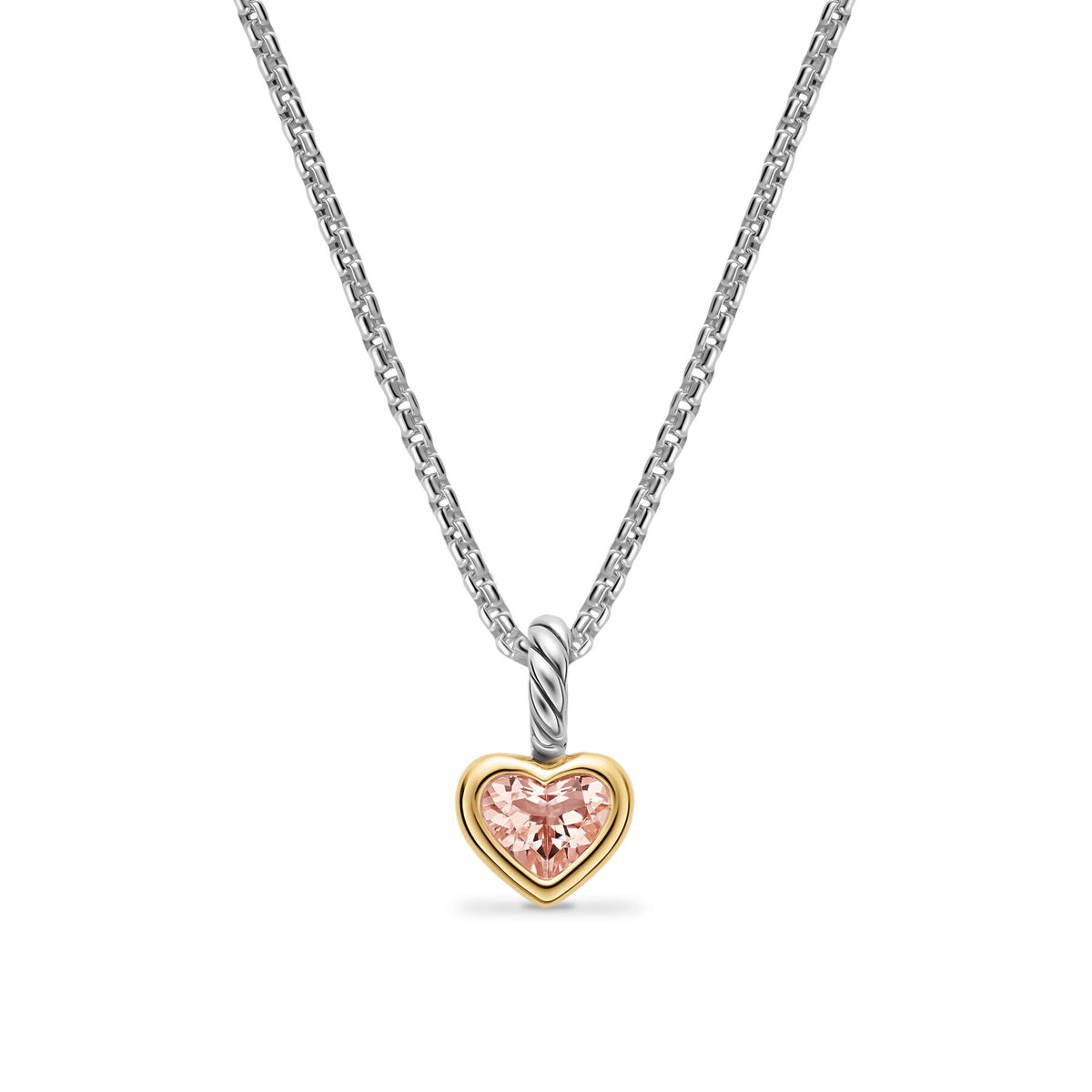 David Yurman Sterling Silver and Yellow Gold Mini Heart Morganite Enhnacer