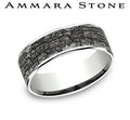 Ammara Stone White Gold and Gray Tantalum Stone Wall Center Wedding Band