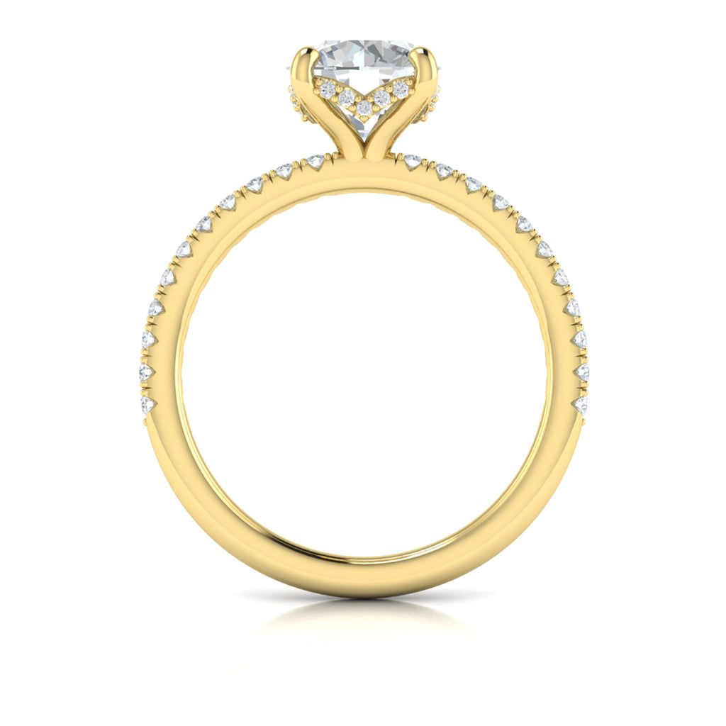 Vlora Yellow Gold Petite Diamond Hidden Halo Engagement Ring Mounting