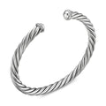 David Yurman Sterling Silver Cable Cuff Diamond Bracelet