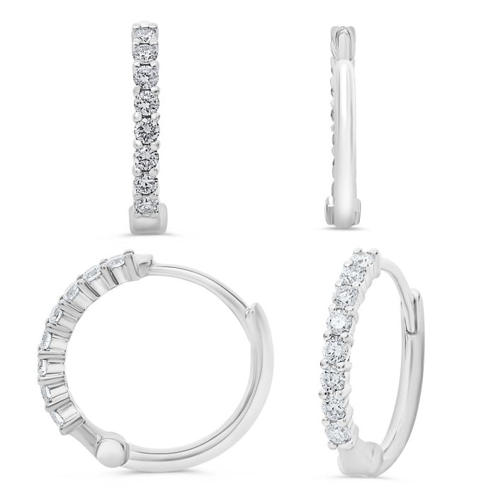 White Gold Petite Diamond Huggie Earrings