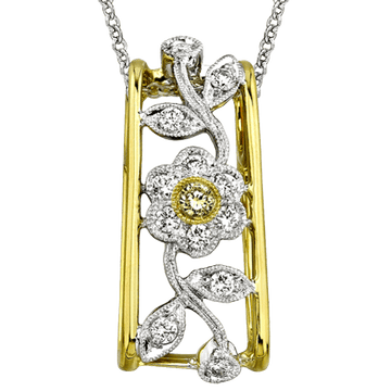 Floral Pendant in 18k Gold with Diamonds - Simon G. Jewelry