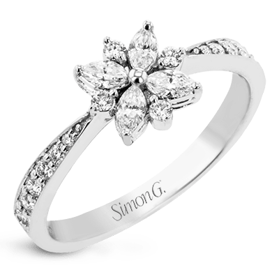 Flower Fashion Ring in 18k Gold with Diamonds - Simon G. Jewelry