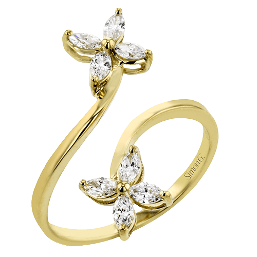 Flower Fashion Ring in 18k Gold with Diamonds - Simon G. Jewelry