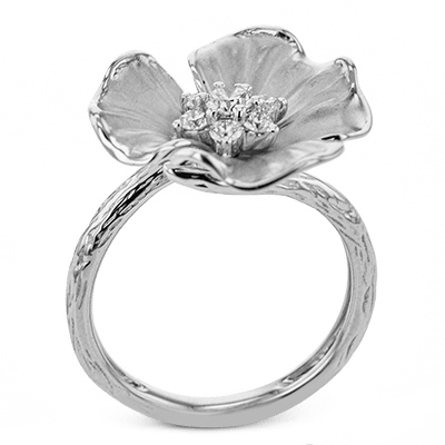 Flower Fashion Ring In 18k Gold With Diamonds - Simon G. Jewelry