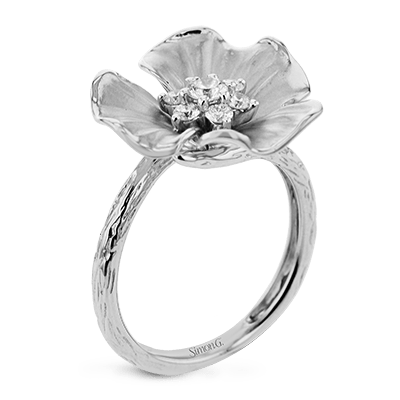 Flower Fashion Ring In 18k Gold With Diamonds - Simon G. Jewelry