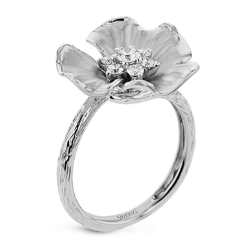 Flower Fashion Ring In 18k Gold With Diamonds - Simon G. Jewelry