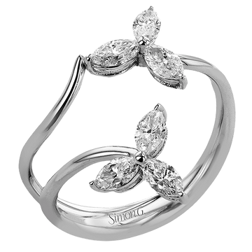 Flower Fashion Ring In 18k Gold With Diamonds - Simon G. Jewelry