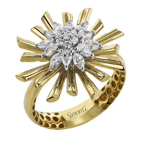 Flower Fashion Ring In 18k Gold With Diamonds - Simon G. Jewelry