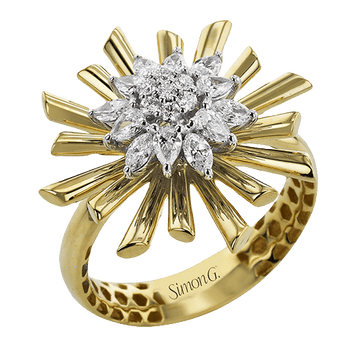 Flower Fashion Ring In 18k Gold With Diamonds - Simon G. Jewelry