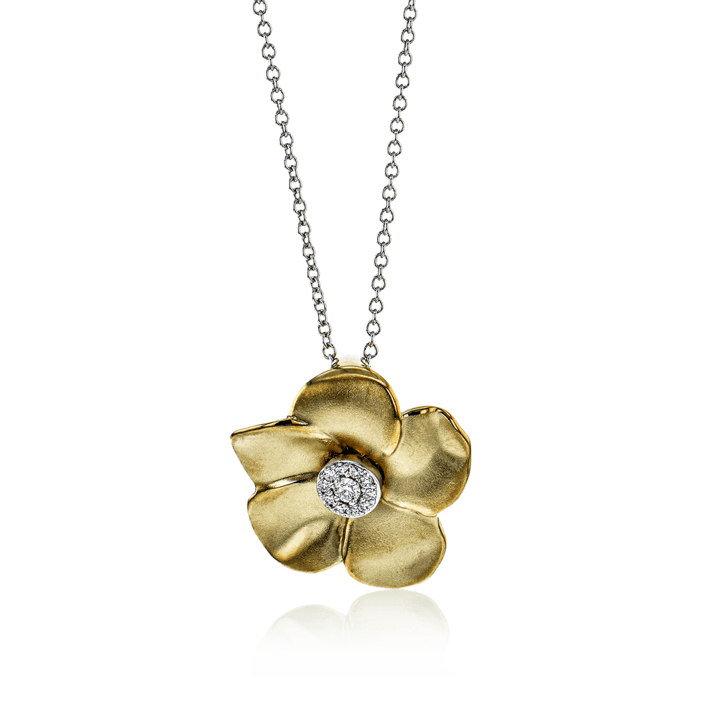 Flower Pendant Necklace in 18k Gold with Diamonds - Simon G. Jewelry