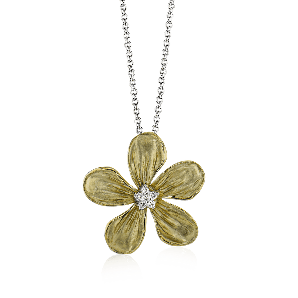 Flower Pendant Necklace in 18k Gold with Diamonds - Simon G. Jewelry