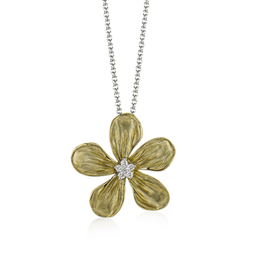 Flower Pendant Necklace in 18k Gold with Diamonds - Simon G. Jewelry