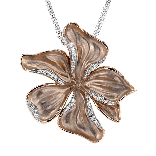 Flower Pendant Necklace in 18k Gold with Diamonds - Simon G. Jewelry