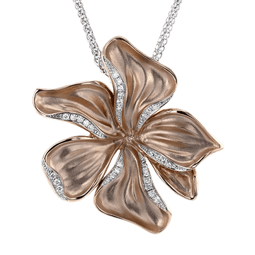 Flower Pendant Necklace in 18k Gold with Diamonds - Simon G. Jewelry