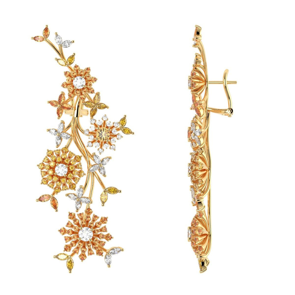 Garden Drop Earrings in 18k Gold with Diamonds & Sapphires - Simon G. Jewelry