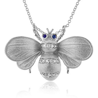 Gemstone Bee Pendant Necklace in 18k Gold with Diamonds - Simon G. Jewelry