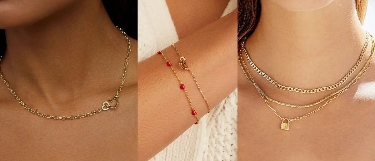Gorjana gold bracelets and necklaces
