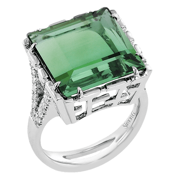 Green Tourmaline Ring In 18k Gold With Diamonds - Simon G. Jewelry