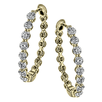 Hoop Earring in 18k Gold with Diamonds - Simon G. Jewelry