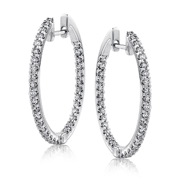 Hoop Earrings in 18k Gold with Diamonds - Simon G. Jewelry