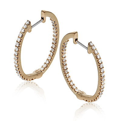 Hoop Earrings in 18k Gold with Diamonds - Simon G. Jewelry