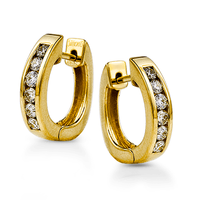 Huggie Hoop Earrings in 18k Gold with Diamonds - Simon G. Jewelry