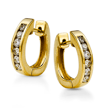 Huggie Hoop Earrings in 18k Gold with Diamonds - Simon G. Jewelry