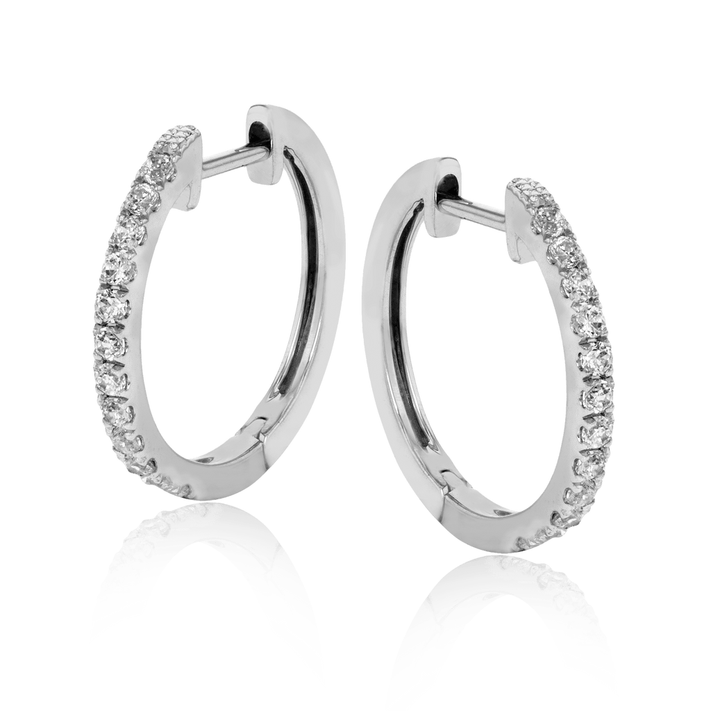 Huggie Hoop Earrings in 18k Gold with Diamonds - Simon G. Jewelry