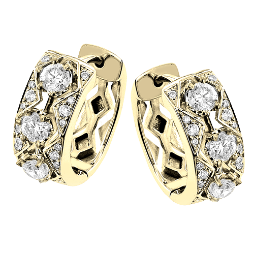 Huggie Hoop Earrings in 18k Gold with Diamonds - Simon G. Jewelry