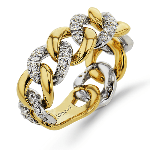 Link Right Hand Ring In 18k Gold With Diamonds - Simon G. Jewelry