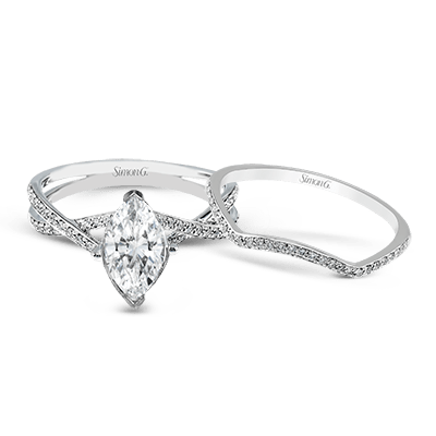 Marquise - cut Criss - cross Engagement Ring & Matching Wedding Band in 18k Gold with Diamonds - Simon G. Jewelry