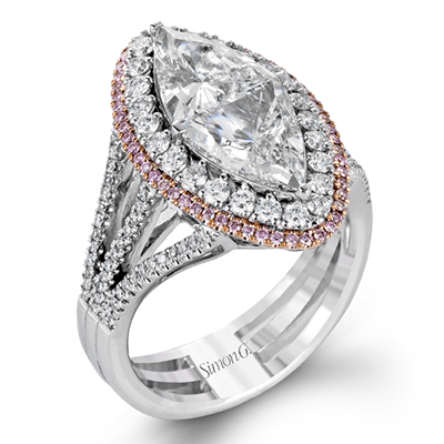 Marquise - Cut Double - Halo Engagement Ring In 18k Gold With Diamonds - Simon G. Jewelry