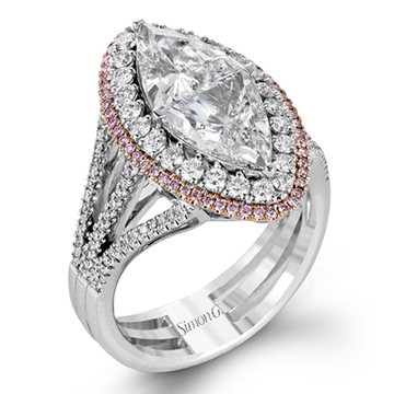 Marquise - Cut Double - Halo Engagement Ring In 18k Gold With Diamonds - Simon G. Jewelry