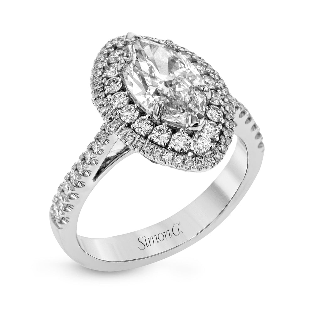 Marquise - Cut Double - Halo Engagement Ring In 18k Gold With Diamonds - Simon G. Jewelry