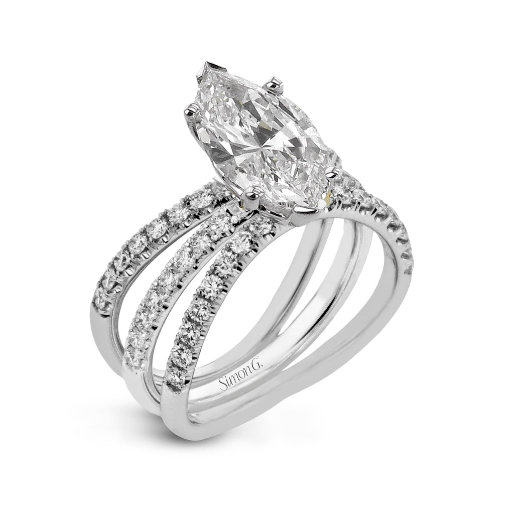 Marquise - cut Engagement Ring & Matching Wedding Band in 18k Gold with Diamonds - Simon G. Jewelry