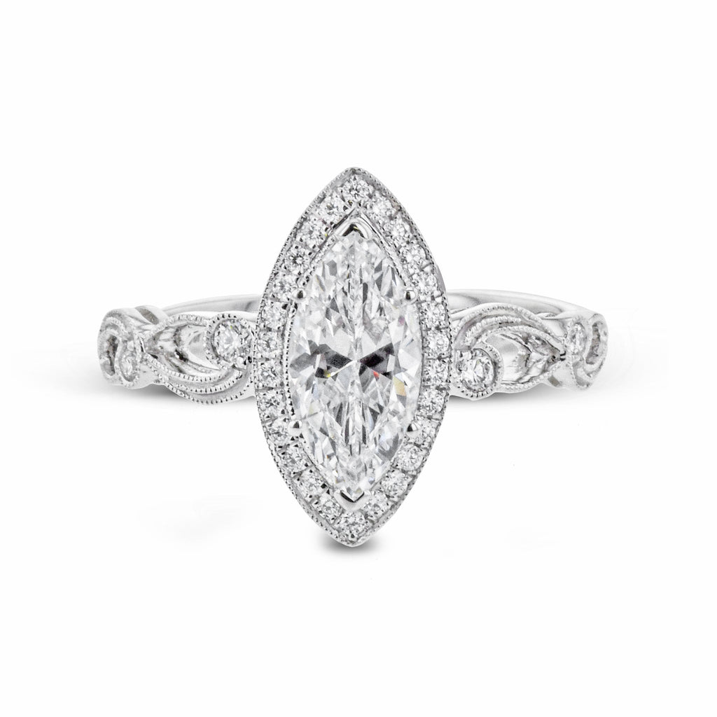 Marquise - Cut Halo Engagement Ring In 18k Gold With Diamonds - Simon G. Jewelry