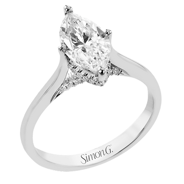 Marquise - Cut Hidden Halo Engagement Ring In 18k Gold With Diamonds - Simon G. Jewelry